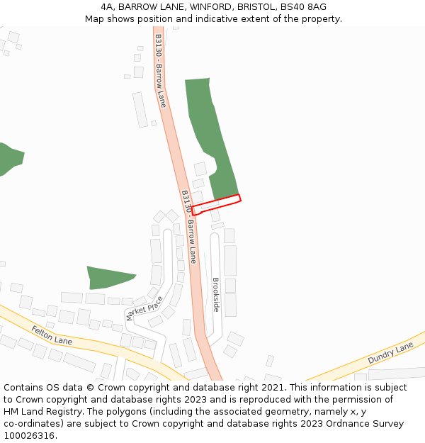 4A, BARROW LANE, WINFORD, BRISTOL, BS40 8AG: Location map and indicative extent of plot