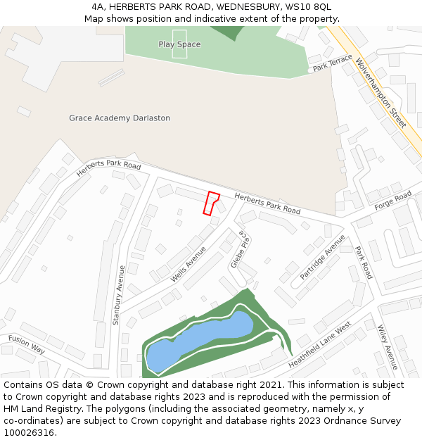 4A, HERBERTS PARK ROAD, WEDNESBURY, WS10 8QL: Location map and indicative extent of plot