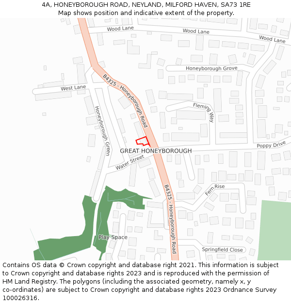 4A, HONEYBOROUGH ROAD, NEYLAND, MILFORD HAVEN, SA73 1RE: Location map and indicative extent of plot