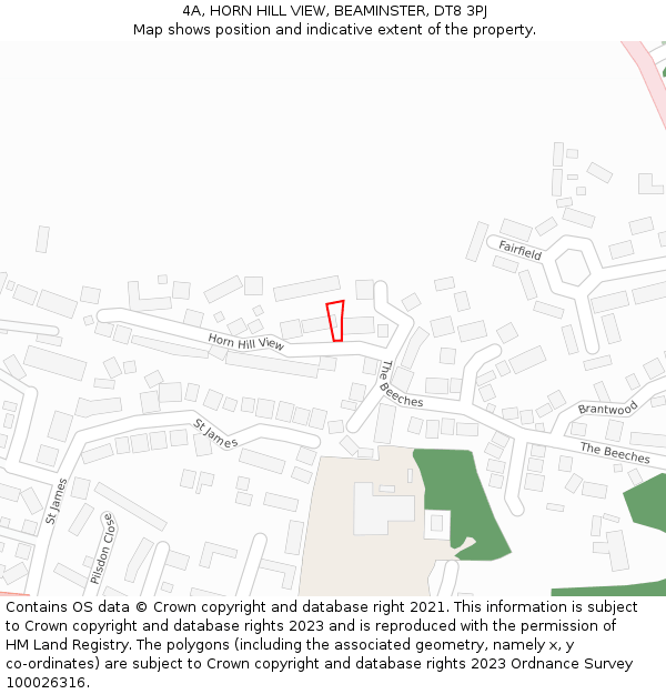 4A, HORN HILL VIEW, BEAMINSTER, DT8 3PJ: Location map and indicative extent of plot
