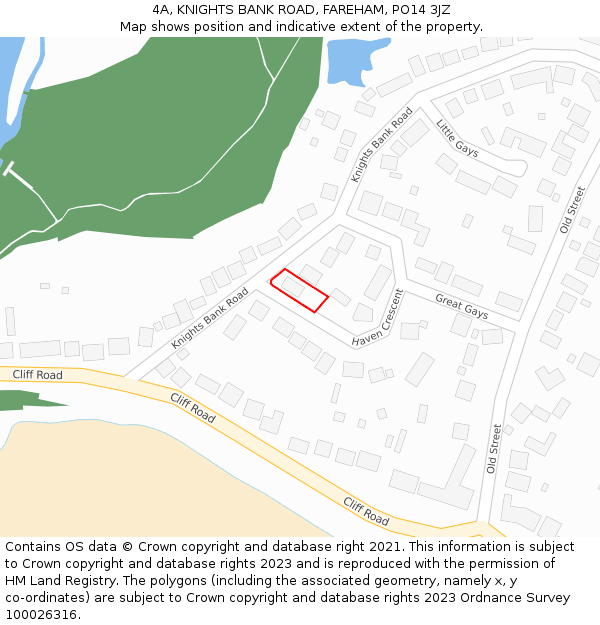 4A, KNIGHTS BANK ROAD, FAREHAM, PO14 3JZ: Location map and indicative extent of plot