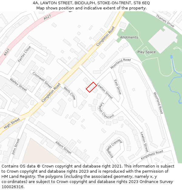 4A, LAWTON STREET, BIDDULPH, STOKE-ON-TRENT, ST8 6EQ: Location map and indicative extent of plot