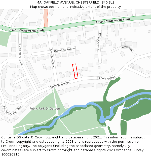 4A, OAKFIELD AVENUE, CHESTERFIELD, S40 3LE: Location map and indicative extent of plot