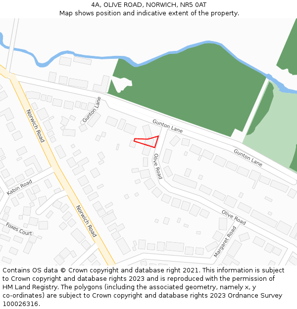 4A, OLIVE ROAD, NORWICH, NR5 0AT: Location map and indicative extent of plot