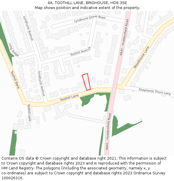 4A, TOOTHILL LANE, BRIGHOUSE, HD6 3SE: Location map and indicative extent of plot