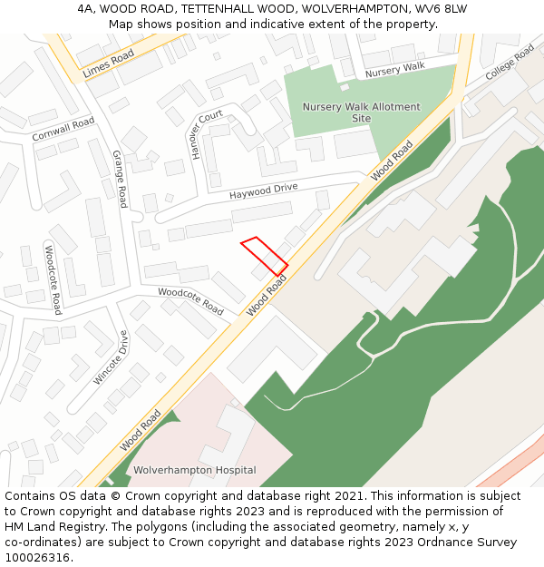 4A, WOOD ROAD, TETTENHALL WOOD, WOLVERHAMPTON, WV6 8LW: Location map and indicative extent of plot
