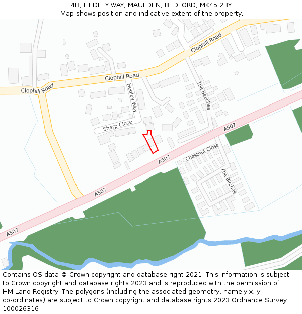 4B, HEDLEY WAY, MAULDEN, BEDFORD, MK45 2BY: Location map and indicative extent of plot