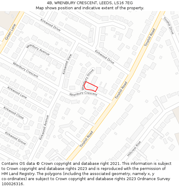 4B, WRENBURY CRESCENT, LEEDS, LS16 7EG: Location map and indicative extent of plot