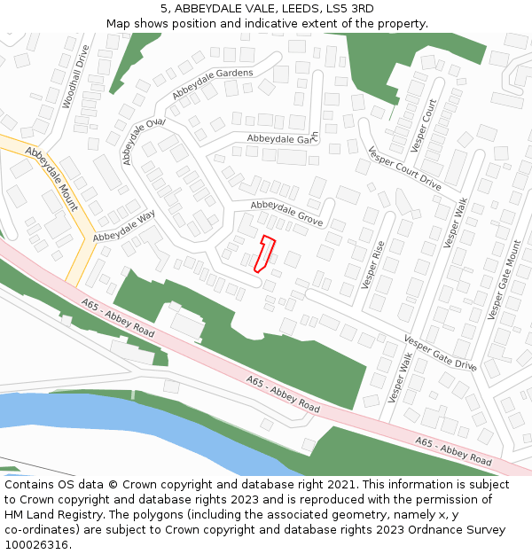 5, ABBEYDALE VALE, LEEDS, LS5 3RD: Location map and indicative extent of plot