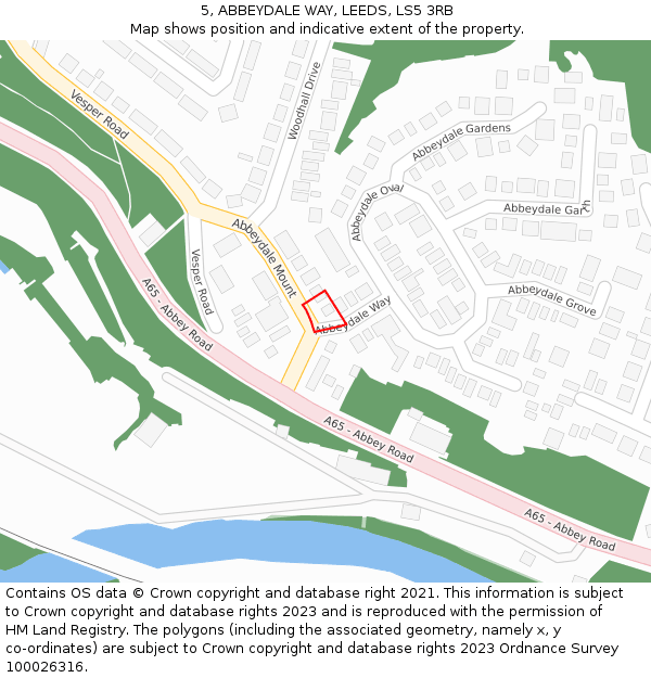5, ABBEYDALE WAY, LEEDS, LS5 3RB: Location map and indicative extent of plot