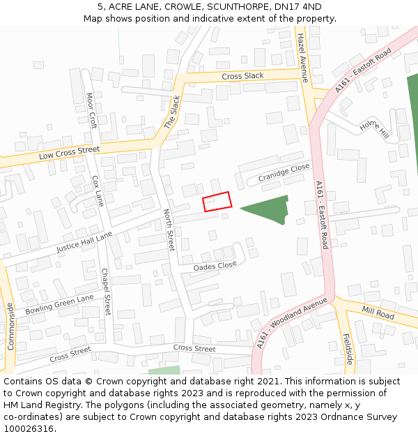 5, ACRE LANE, CROWLE, SCUNTHORPE, DN17 4ND: Location map and indicative extent of plot