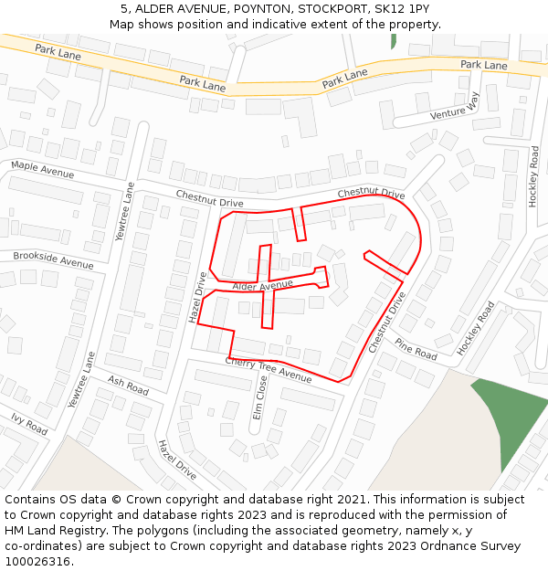 5, ALDER AVENUE, POYNTON, STOCKPORT, SK12 1PY: Location map and indicative extent of plot
