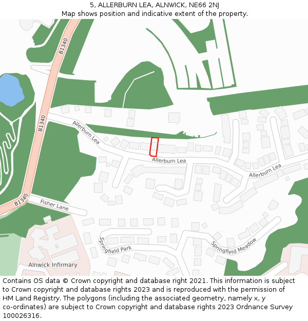 5, ALLERBURN LEA, ALNWICK, NE66 2NJ: Location map and indicative extent of plot