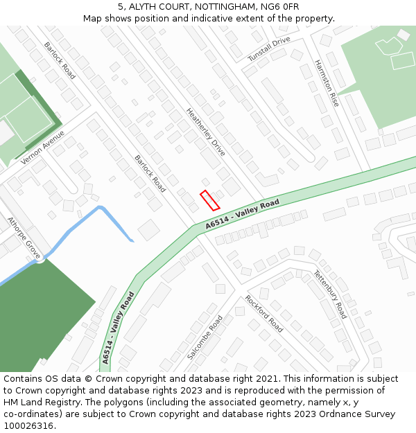 5, ALYTH COURT, NOTTINGHAM, NG6 0FR: Location map and indicative extent of plot