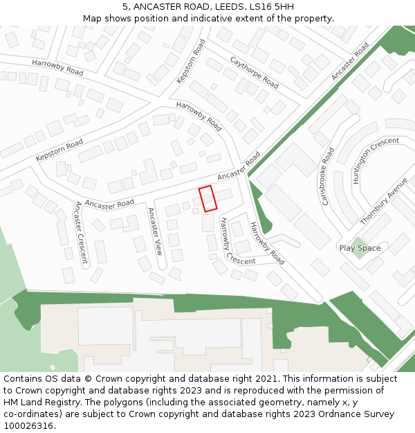5, ANCASTER ROAD, LEEDS, LS16 5HH: Location map and indicative extent of plot