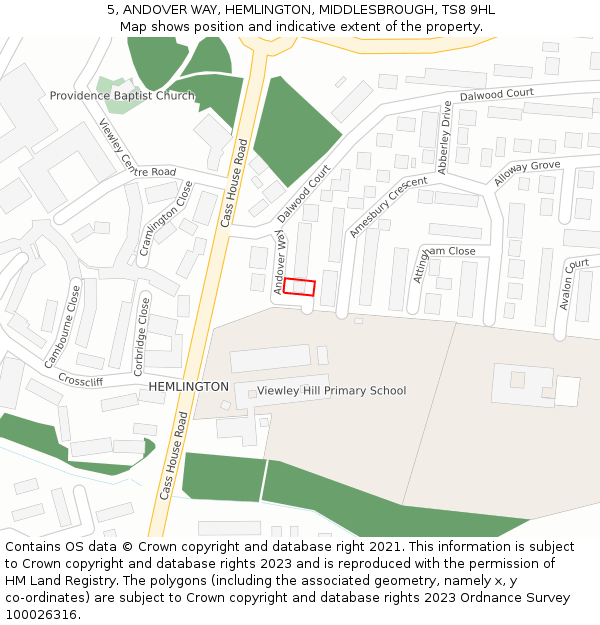 5, ANDOVER WAY, HEMLINGTON, MIDDLESBROUGH, TS8 9HL: Location map and indicative extent of plot