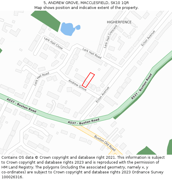 5, ANDREW GROVE, MACCLESFIELD, SK10 1QR: Location map and indicative extent of plot