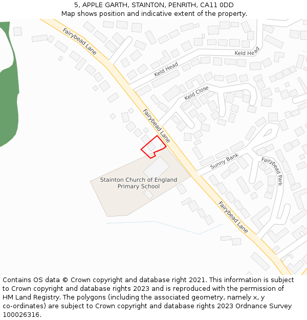 5, APPLE GARTH, STAINTON, PENRITH, CA11 0DD: Location map and indicative extent of plot
