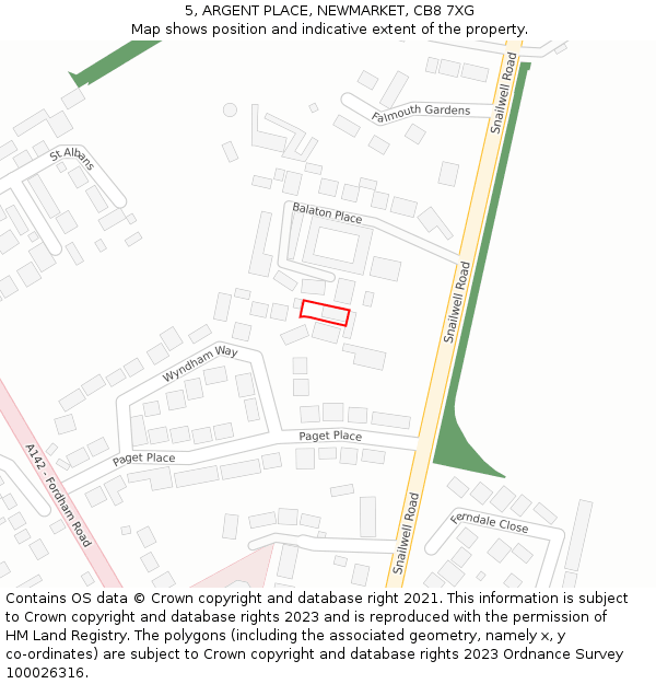 5, ARGENT PLACE, NEWMARKET, CB8 7XG: Location map and indicative extent of plot