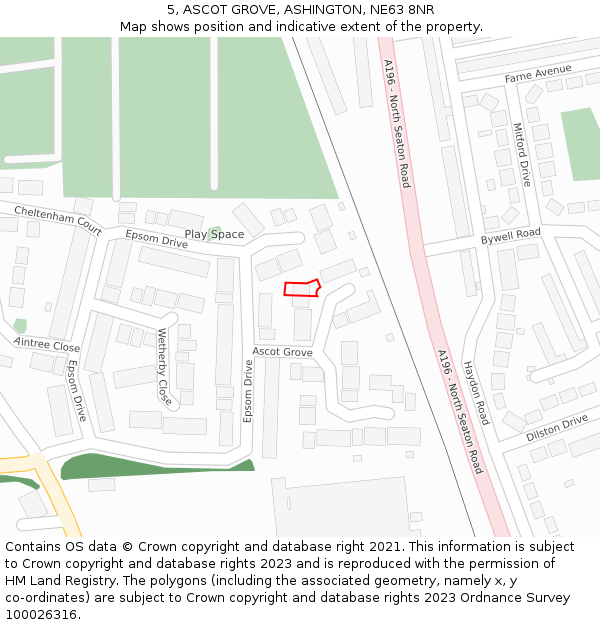 5, ASCOT GROVE, ASHINGTON, NE63 8NR: Location map and indicative extent of plot