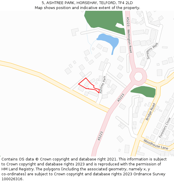 5, ASHTREE PARK, HORSEHAY, TELFORD, TF4 2LD: Location map and indicative extent of plot