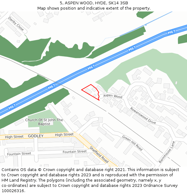 5, ASPEN WOOD, HYDE, SK14 3SB: Location map and indicative extent of plot