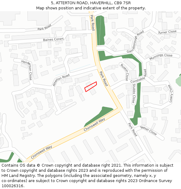 5, ATTERTON ROAD, HAVERHILL, CB9 7SR: Location map and indicative extent of plot