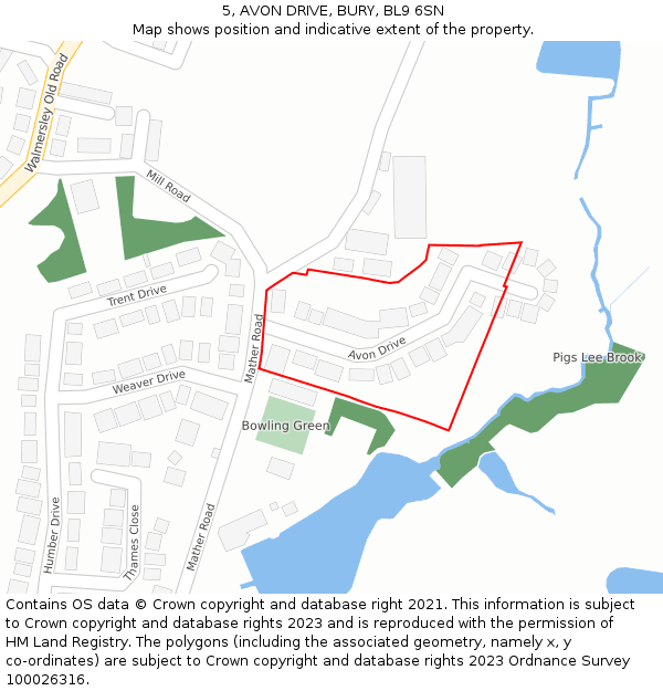5, AVON DRIVE, BURY, BL9 6SN: Location map and indicative extent of plot