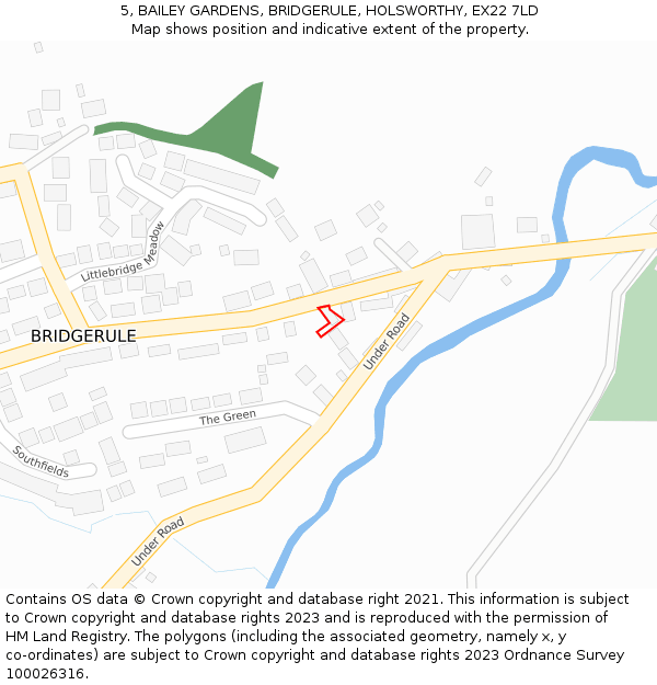 5, BAILEY GARDENS, BRIDGERULE, HOLSWORTHY, EX22 7LD: Location map and indicative extent of plot