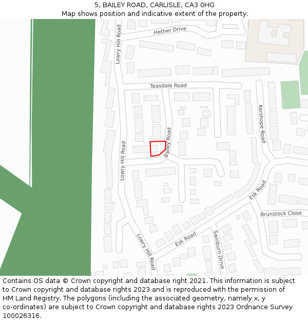 5, BAILEY ROAD, CARLISLE, CA3 0HG: Location map and indicative extent of plot