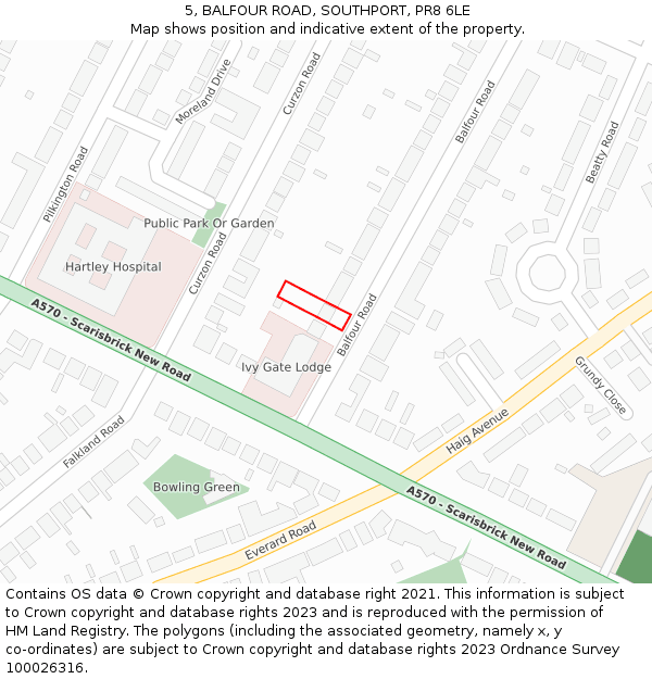 5, BALFOUR ROAD, SOUTHPORT, PR8 6LE: Location map and indicative extent of plot