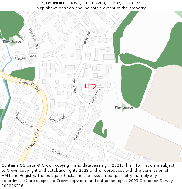 5, BARNHILL GROVE, LITTLEOVER, DERBY, DE23 3XS: Location map and indicative extent of plot