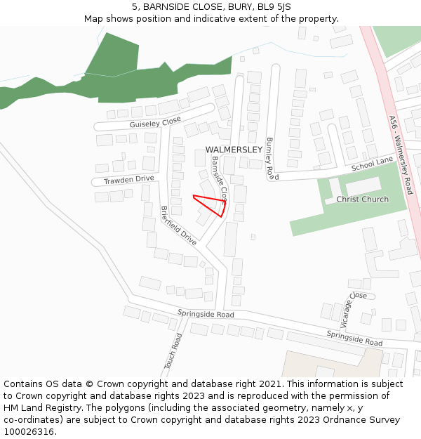 5, BARNSIDE CLOSE, BURY, BL9 5JS: Location map and indicative extent of plot