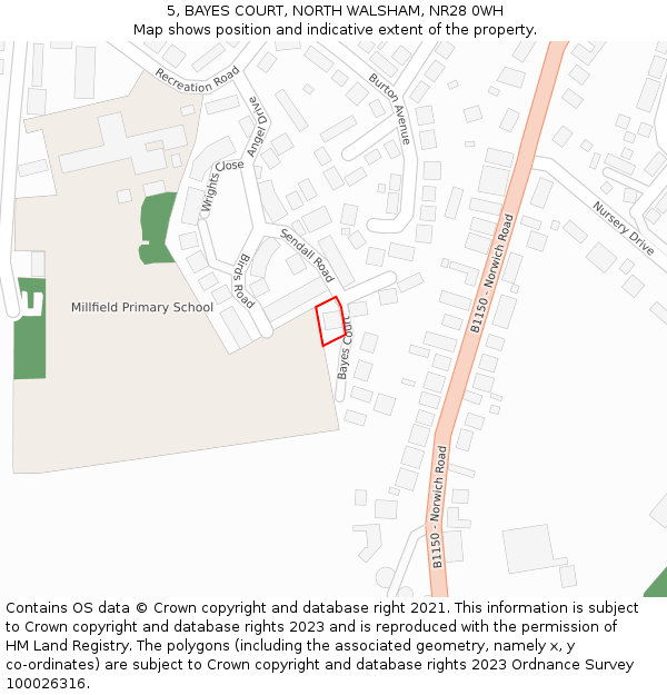 5, BAYES COURT, NORTH WALSHAM, NR28 0WH: Location map and indicative extent of plot