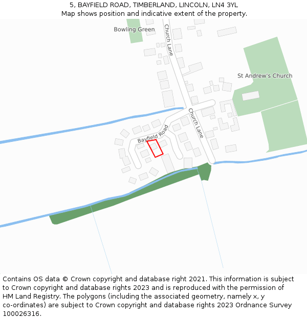 5, BAYFIELD ROAD, TIMBERLAND, LINCOLN, LN4 3YL: Location map and indicative extent of plot