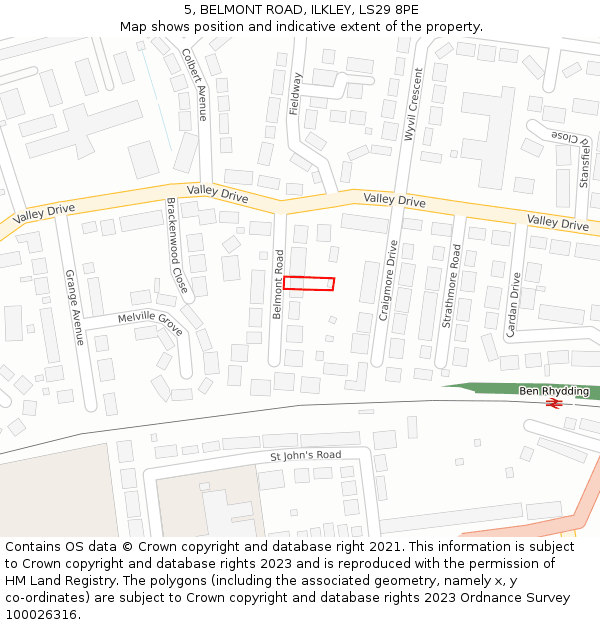5, BELMONT ROAD, ILKLEY, LS29 8PE: Location map and indicative extent of plot