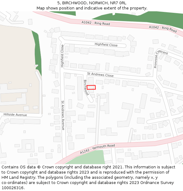 5, BIRCHWOOD, NORWICH, NR7 0RL: Location map and indicative extent of plot
