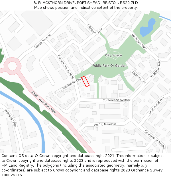 5, BLACKTHORN DRIVE, PORTISHEAD, BRISTOL, BS20 7LD: Location map and indicative extent of plot