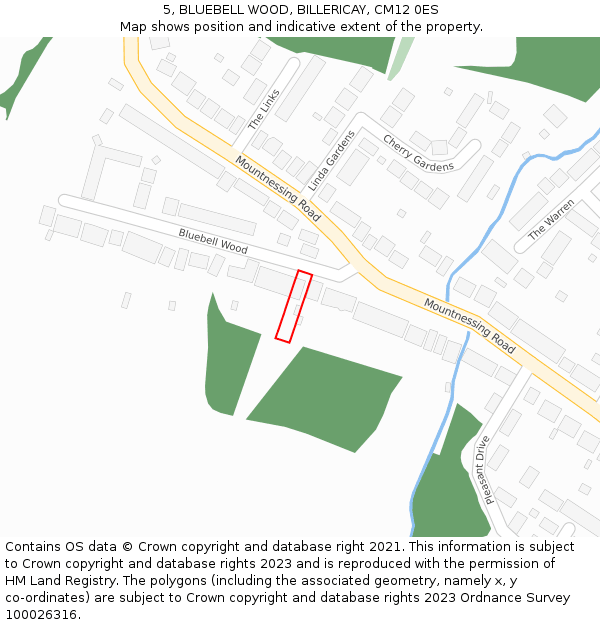 5, BLUEBELL WOOD, BILLERICAY, CM12 0ES: Location map and indicative extent of plot