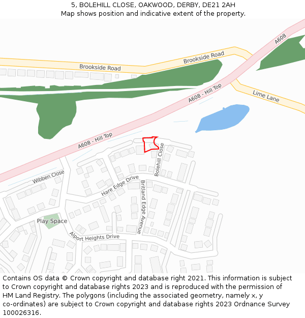 5, BOLEHILL CLOSE, OAKWOOD, DERBY, DE21 2AH: Location map and indicative extent of plot