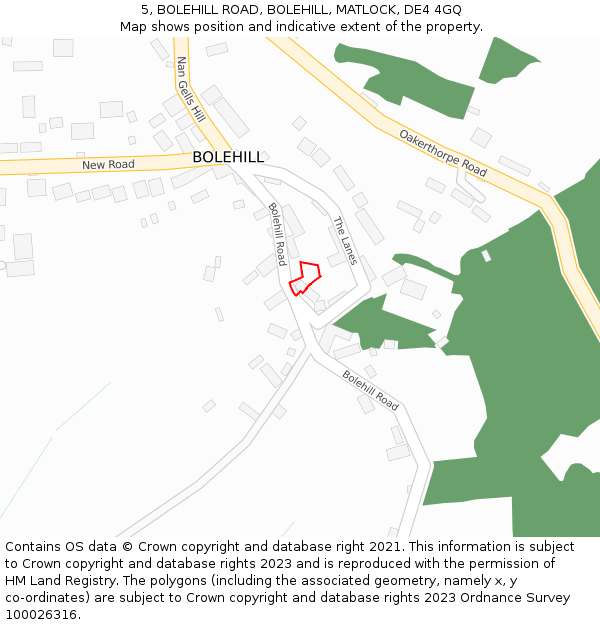 5, BOLEHILL ROAD, BOLEHILL, MATLOCK, DE4 4GQ: Location map and indicative extent of plot