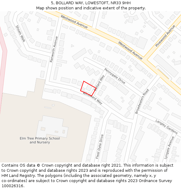 5, BOLLARD WAY, LOWESTOFT, NR33 9HH: Location map and indicative extent of plot