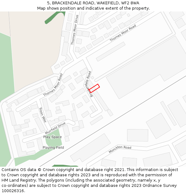 5, BRACKENDALE ROAD, WAKEFIELD, WF2 8WA: Location map and indicative extent of plot