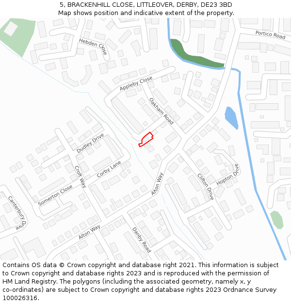 5, BRACKENHILL CLOSE, LITTLEOVER, DERBY, DE23 3BD: Location map and indicative extent of plot