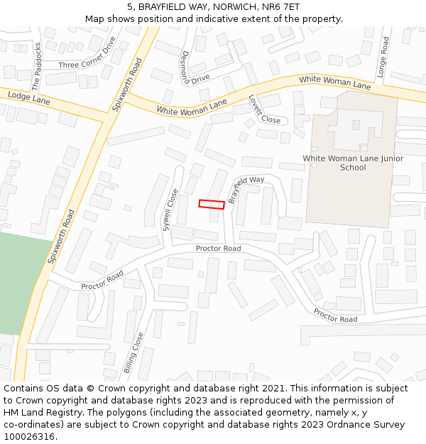5, BRAYFIELD WAY, NORWICH, NR6 7ET: Location map and indicative extent of plot