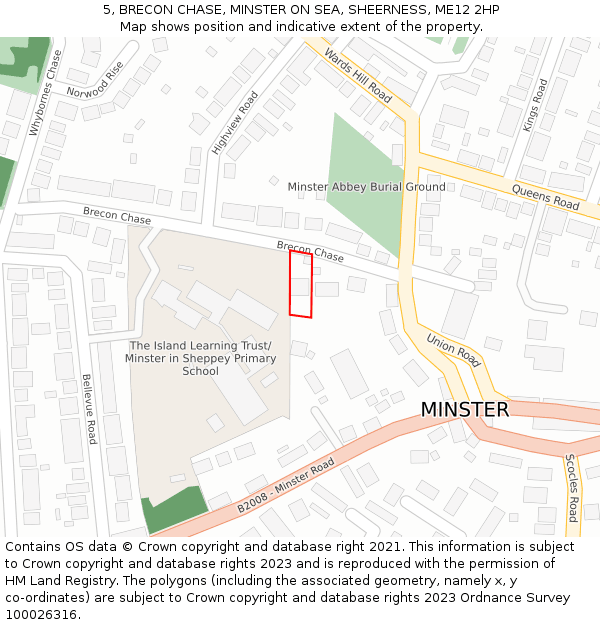 5, BRECON CHASE, MINSTER ON SEA, SHEERNESS, ME12 2HP: Location map and indicative extent of plot