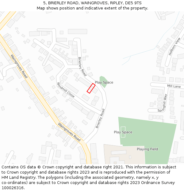 5, BRIERLEY ROAD, WAINGROVES, RIPLEY, DE5 9TS: Location map and indicative extent of plot