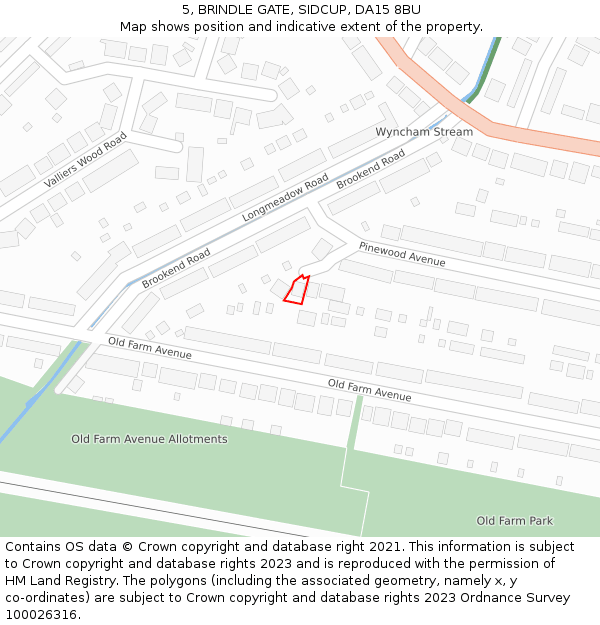 5, BRINDLE GATE, SIDCUP, DA15 8BU: Location map and indicative extent of plot