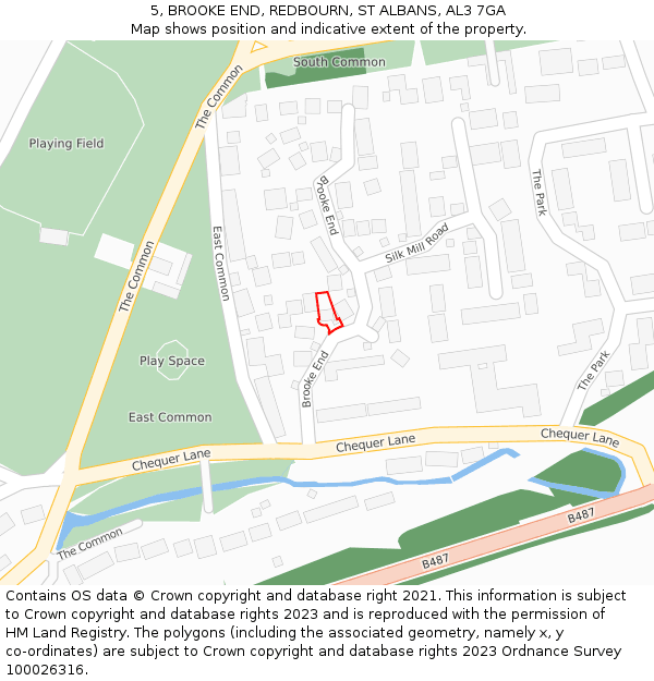 5, BROOKE END, REDBOURN, ST ALBANS, AL3 7GA: Location map and indicative extent of plot
