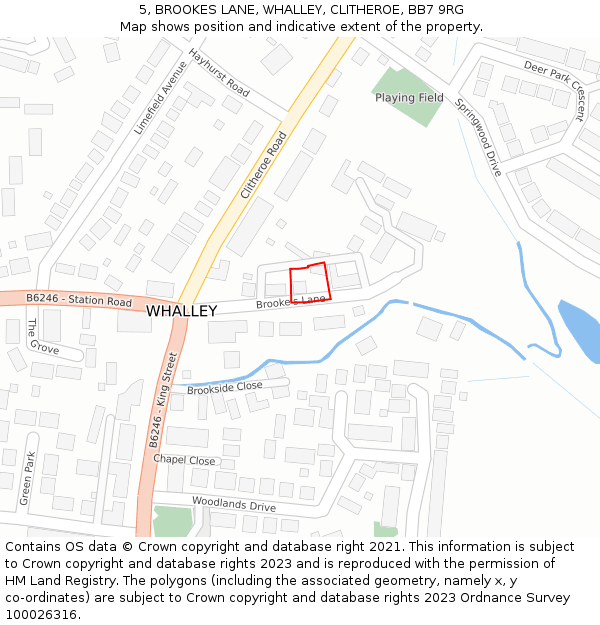 5, BROOKES LANE, WHALLEY, CLITHEROE, BB7 9RG: Location map and indicative extent of plot